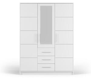 Fehér ruhásszekrény tükörrel 147x200 cm Derry - Cosmopolitan Design