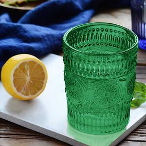 Zöld antik mintás üvegpohár - nagy