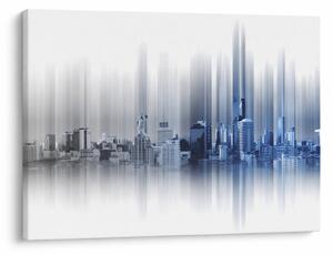 Kép - Panoráma a városra, kék-szürke (70x50 cm)