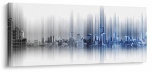 Kép - Panoráma a városra, kék-szürke (120x50 cm)