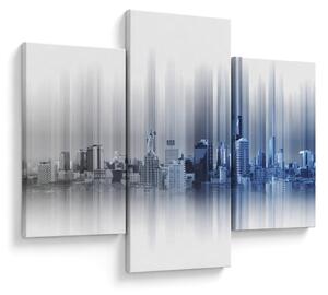 Kép - Panoráma a városra, kék-szürke (90x60 cm)