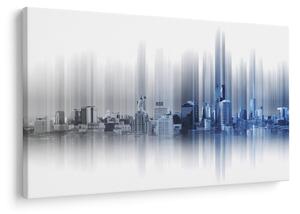 Kép - Panoráma a városra, kék-szürke (90x60 cm)