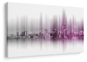 Kép - Panoráma a városra, rózsaszín-szürke (90x60 cm)