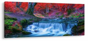 Kép Vízesés egy vörös erdőben (120x50 cm)