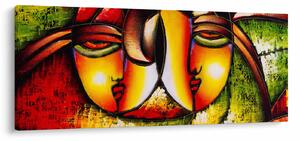 Kép - olajfestmény, absztrakt arcok (120x50 cm)
