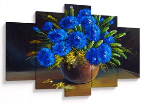 Kék virágok képe egy vázában (150x105 cm)