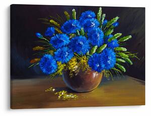 Kék virágok képe egy vázában (70x50 cm)
