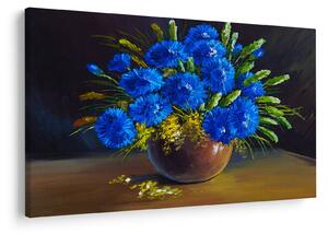 Kék virágok képe egy vázában (90x60 cm)