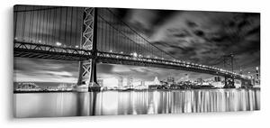 Kép - Benjamin Franklin híd, Philadelphia, fekete-fehér (120x50 cm)