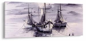 Kép - kikötő, olajfestmény (120x50 cm)