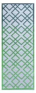 Geometria mintás kétoldalú kültéri szőnyeg, zöld, 197 x 72 cm