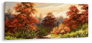 Kép egy folyóról egy őszi tájban, olajfestmény (120x50 cm)