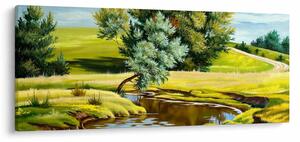 Kép - folyó a rétek között,, olajfestmény (120x50 cm)