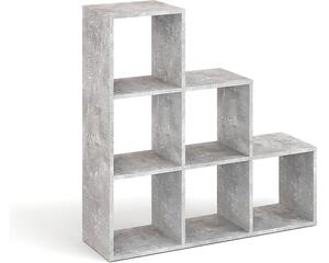 Vicco betonhatású lépcsős térelválasztó polc, 6 fakkos, 104 × 108 cm