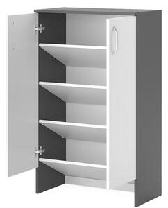 Vicco modern cipőtároló szekrény, 4 rekeszes, antracit-fehér, 66×110×35 cm