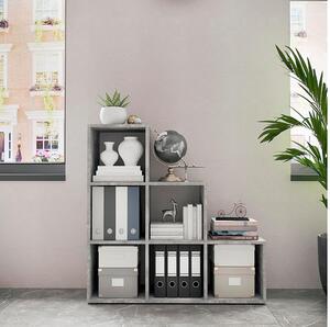 Vicco betonhatású lépcsős térelválasztó polc, 6 fakkos, 104 × 108 cm