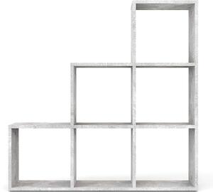 Vicco betonhatású lépcsős térelválasztó polc, 6 fakkos, 104 × 108 cm