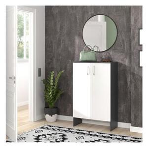 Vicco modern cipőtároló szekrény, 4 rekeszes, antracit-fehér, 66×110×35 cm