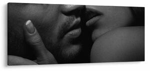 Kép - Csók, fekete-fehér fotó (120x50 cm)