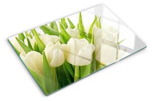 Edzett üveg vágódeszka Tulipánok a vízcseppekben