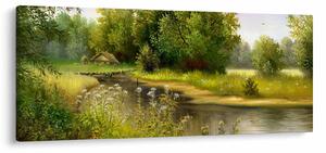 Kép - folyó az erdőnél, olajfestmény (120x50 cm)