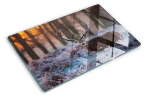 Edzett üveg vágódeszka Szarvas a téli erdőben