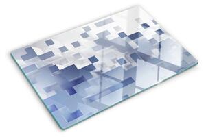 Üveg vágódeszka fényképpel Geometriai minták kék árnyalatokban