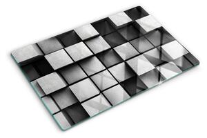 Edzett üveg vágódeszka Geometriai minták szürke árnyalatokban