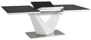 Asztal Alaras II fekete kő hatású / fehér lakkozott 120(180)X80