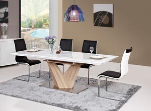 Asztal Alaras fehér lakkozott / szonoma tölgy 160(220)X90