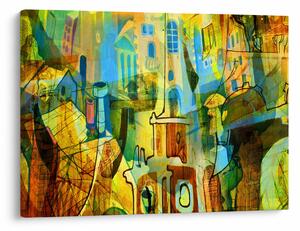 Kép - Építészet, kubista absztrakció (70x50 cm)