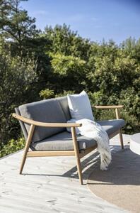 Dalby kerti kanapé, olajozott eukaliptusz, szürke olefin párnák