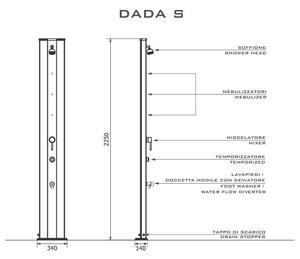 Dada S D420 egyenes kerti szolár zuhany lábmosóval
