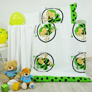 EMI zöld-fehér méhecskés pamut gyermek ágyneműhuzat: Gyermek készlet 1x (130x90) + 1x (65x45) cm