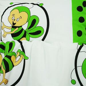 EMI zöld-fehér méhecskés pamut gyermek ágyneműhuzat: Csak kicsi henger alakú párna 1x (44x13) cm