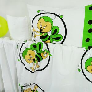 EMI zöld-fehér méhecskés pamut gyermek ágyneműhuzat: Csak kisméretű hengeres párnahuzat