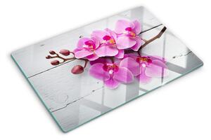 Üveg vágódeszka Orchideák fehér alapon