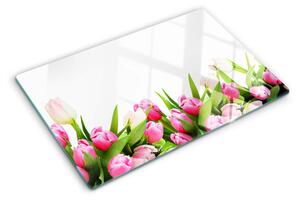 Edzett üveg vágódeszka Pasztell színű tulipánok