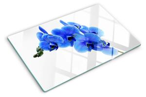 Edzett üveg vágódeszka Kék orchideák