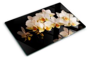 Edzett üveg vágódeszka Orchideák fekete háttéren