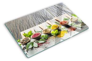 Edzett üveg vágódeszka Fűszerek és gyógynövények