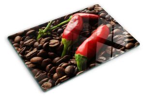 Edzett üveg vágódeszka Kávé és chili paprika