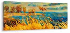 Kép - naplemente a tó felett, akril festmény (120x50 cm)