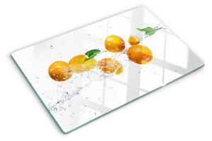 Edzett üveg vágódeszka Citrusfélék vízzel