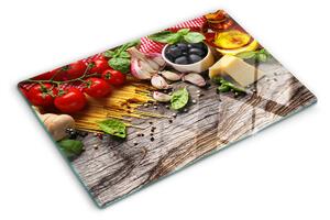 Üveg vágódeszka Olasz konyha tésztával és zöldségekkel
