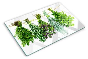 Üveg vágódeszka Szárított gyógynövények egy madzagon