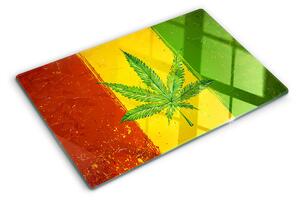 Edzett üveg vágódeszka Kannabiszlevél színes háttérrel