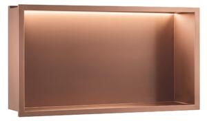 Süllyesztett fürdőszobai polc LED 30x60 brush copper