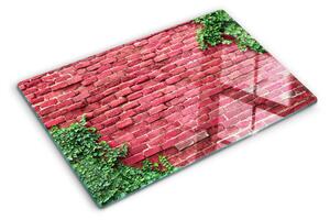 Üveg vágódeszka Téglafal növényzettel