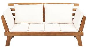 Kerti pad ülőpárnával PORTICI 210 cm Eukaliptusz fa Világosbarna/fehér